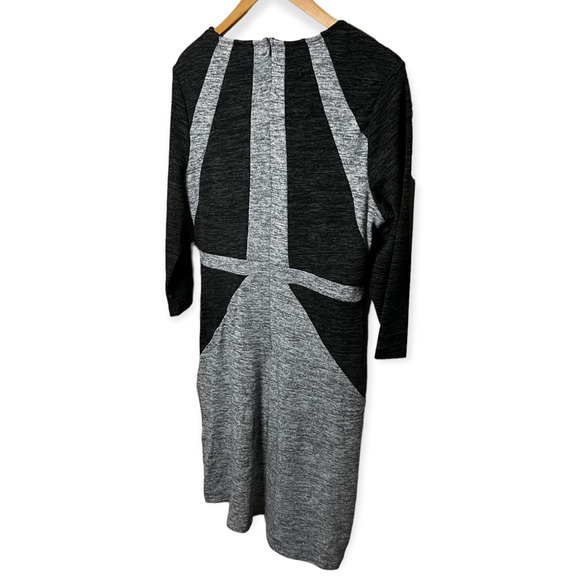 Neesha Women's Heathered Dark & Light Gray Knit Sweater Dress Round Neck Size L - Picture 11 of 14